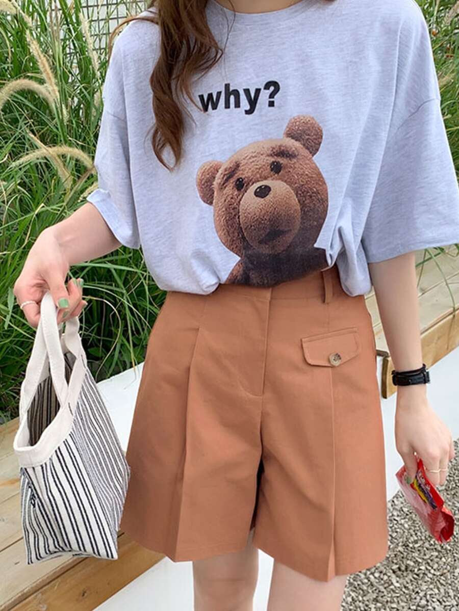 Solid High Waist Wide Leg Shorts - Orange - View 1