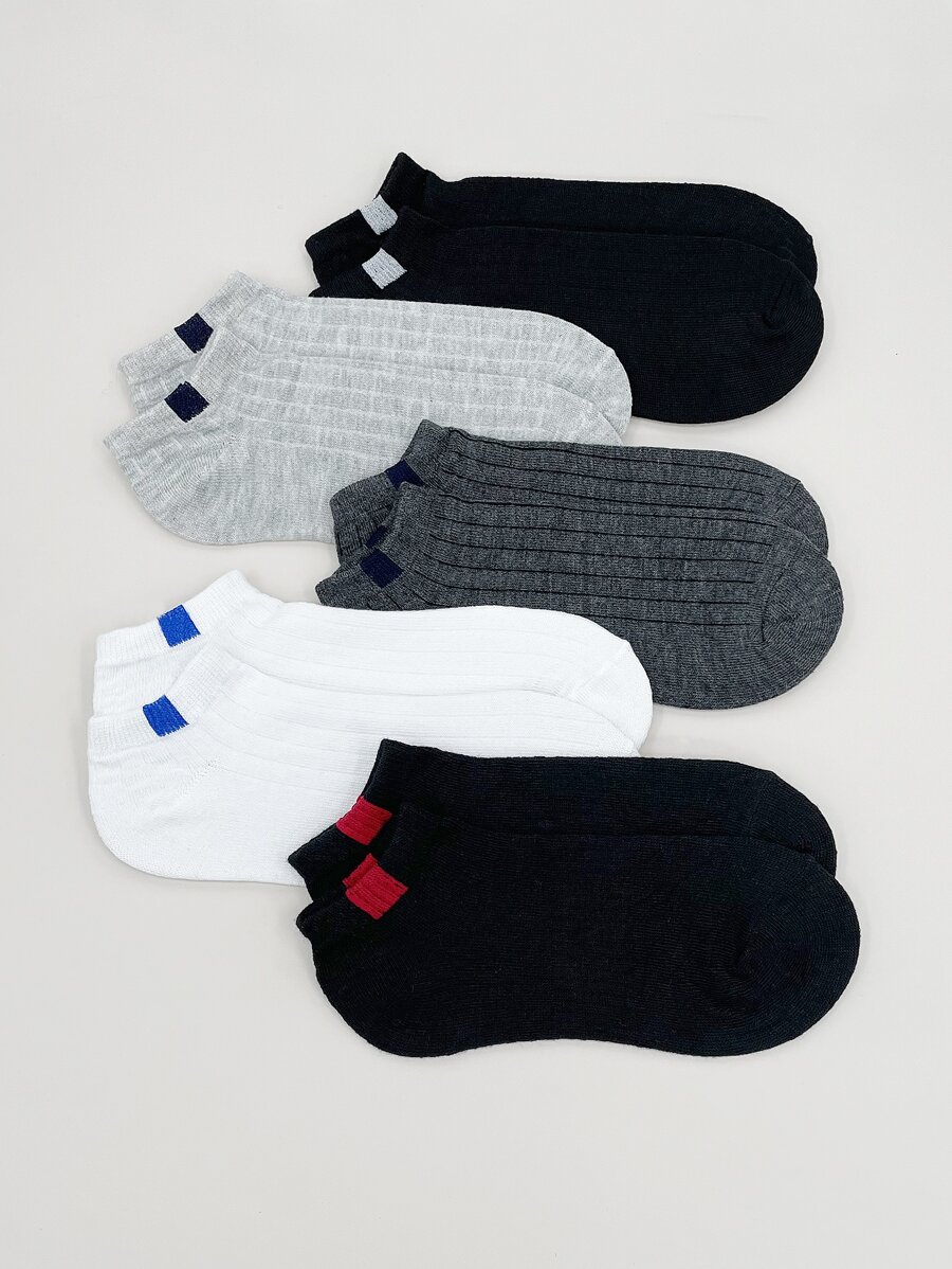 5pairs Men Solid Ankle Socks - Multicolor - View 1