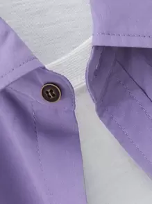 Manfinity Homme Men Letter Patched Detail Pocket Front Shirt Without Tee - Lilac Purple - View 4