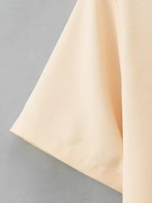 Manfinity Homme Hombres Camisa con botón bajo curvo - Caqui - Ver 3