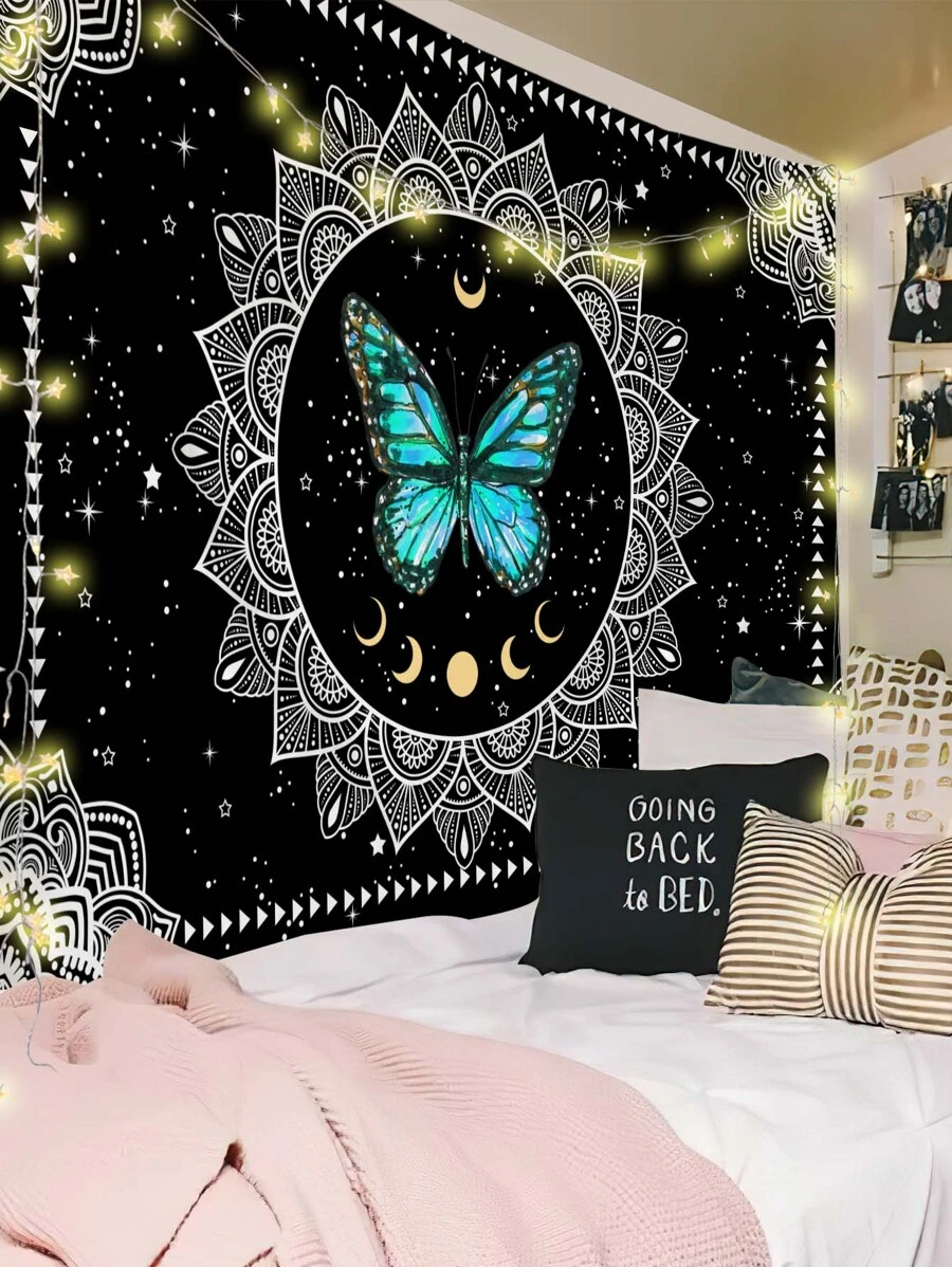Thảm treo tường họa tiết Mandala và bướm, Vải trang trí treo tường hiện đại dùng để trang trí nhà cửa, Cờ cho phòng, Trang trí phòng, Thảm treo tường, Trang trí tường, Nghệ thuật treo tường, Đồ dùng trong phòng, Cờ cho phòng, Thảm treo tường - Nhiều màu - Xem 1