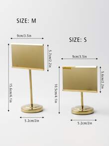 1pc Square 4inch/6inch Thickened Stainless Steel Self-Service Menu Holder With Round Base - Gold - View 2