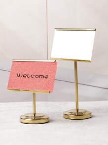 1pc Square 4inch/6inch Thickened Stainless Steel Self-Service Menu Holder With Round Base - Gold - View 5