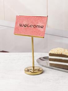 1pc Square 4inch/6inch Thickened Stainless Steel Self-Service Menu Holder With Round Base - Gold - View 6