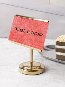 1pc Square 4inch/6inch Thickened Stainless Steel Self-Service Menu Holder With Round Base - Gold - View 7