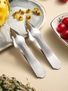 1 Dụng Cụ Cắt Dứa Bằng Thép Không Gỉ Có Thể Tái Sử Dụng, Sáng Tạo Rắn Thiết Thực Hạt Loại Bỏ Kẹp Cho Trái Cây - Bạc - Xem 2