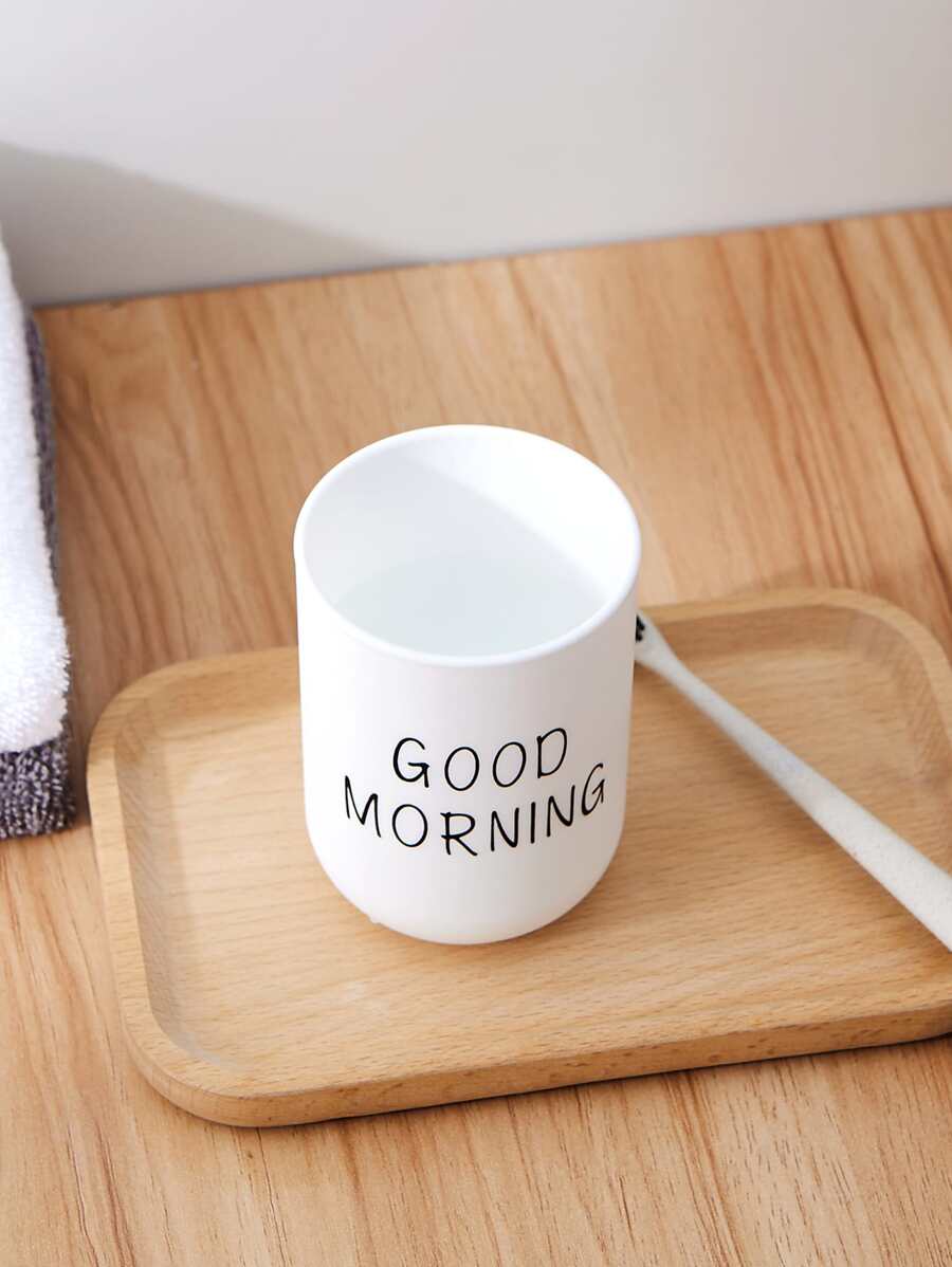 1 Cốc súc miệng họa tiết chữ cái, Cốc nhà tắm PP tối giản, Dùng cho phòng tắm gia đình Trang trí phòng tắm Trang trí mùa thu Trở lại trường - trắng - Xem 1