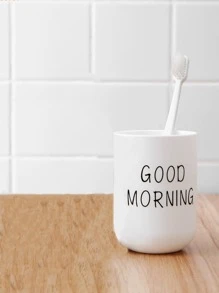 1 件字母图案漱口杯，简约 PP 浴室杯，适用于家庭浴室家居浴室装饰秋季装饰返校 - 白色 - 查看 2