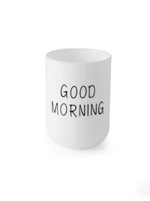 1 件字母图案漱口杯，简约 PP 浴室杯，适用于家庭浴室家居浴室装饰秋季装饰返校 - 白色 - 查看 3