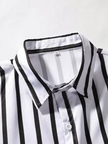 Manfinity Homme Men Random Vertical Striped Shirt Without Tee Stripe Shirt For Menstriped Shirt Menstripe Shirtmen Summer Shirt - Black and White - View 3