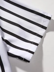Manfinity Homme Men Random Vertical Striped Shirt Without Tee Stripe Shirt For Menstriped Shirt Menstripe Shirtmen Summer Shirt - Black and White - View 5