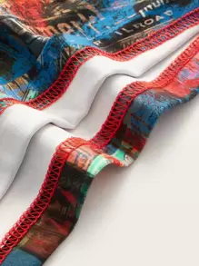 SHEIN ICON Slogan and Graphic Print Tube Top - Multicolor - View 3