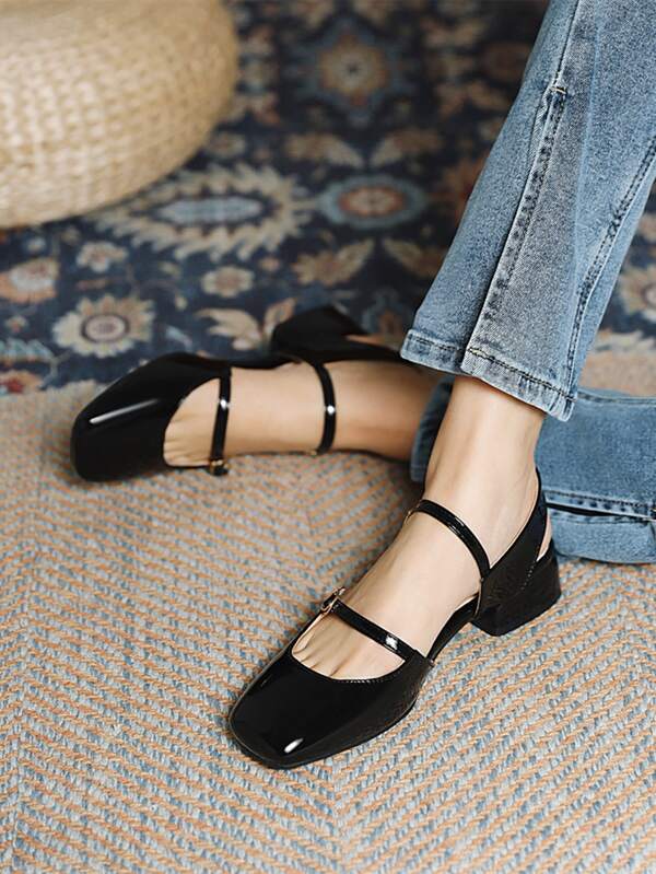 Square Toe Slingback Flats SHEIN USA