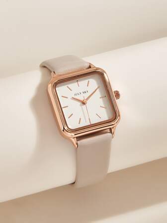 JULYSKY 1 Pieza Reloj De Cuarzo Rosa Dorado Clásico Y Simple Para Damas, Regalo Festivo