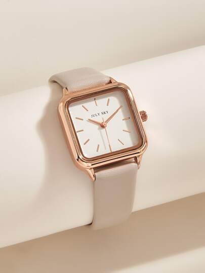 JULYSKY 1pc Ladies' Classic Rose Goud Quartz Watch, Festive