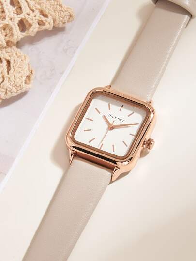 JULYSKY 1pc Ladies' Classic Rose Goud Quartz Watch, Festive view 3