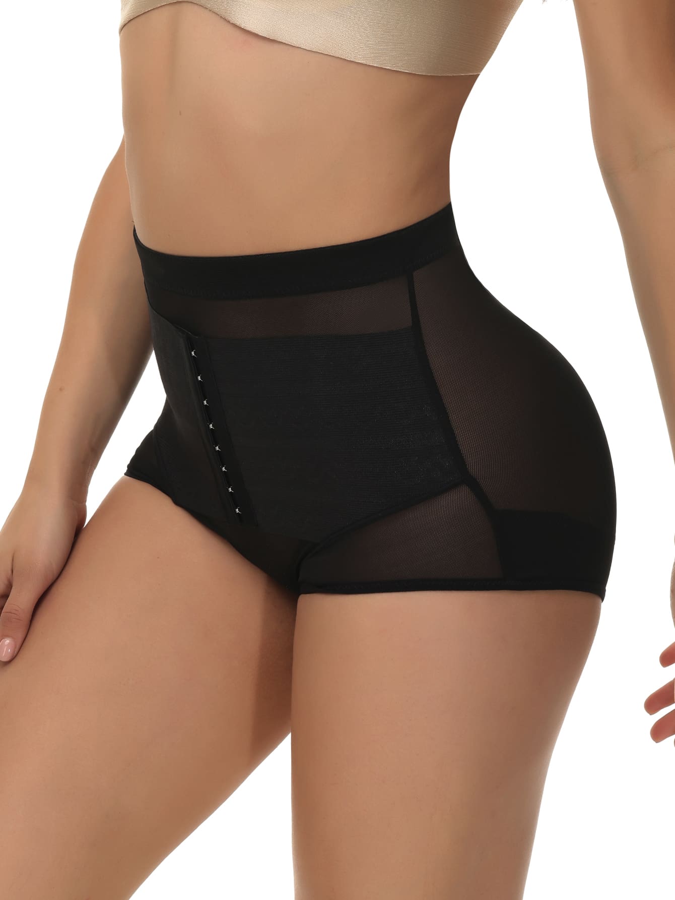 Sheer Mesh Shapewear Bottom - Black - View 1