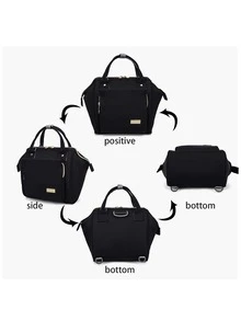 LEQUEEN 1 túi đựng tã tối giản & 1 cái dây đeo - màu đen - Xem 3