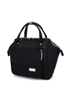 LEQUEEN 1 túi đựng tã tối giản & 1 cái dây đeo - màu đen - Xem 2