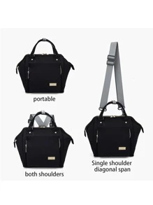 LEQUEEN 1 túi đựng tã tối giản & 1 cái dây đeo - màu đen - Xem 6