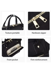 LEQUEEN 1 túi đựng tã tối giản & 1 cái dây đeo - màu đen - Xem 8