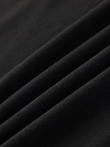 INAWLY Letter Graphic Round Neck Tee - Black - View 6