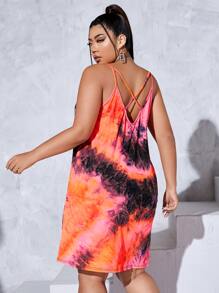 Flirla Đầm Plus Size Hội Chữ thập Cà vạt nhuộm Giải trí - Nhiều màu - Xem 2