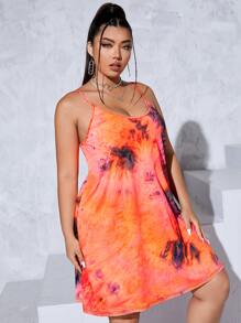 Flirla Đầm Plus Size Hội Chữ thập Cà vạt nhuộm Giải trí - Nhiều màu - Xem 4