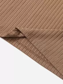 SHEIN PETITE 素色吊帶緊身連衣裙 - 棕色 - 查看 3