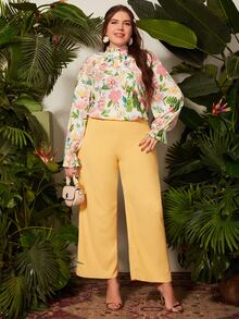 Modelyn Blusa con estampado floral de manga con volante ribete con fruncido - Multicolor - Ver 4