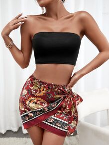 SHEIN SXY Váy nữ Thắt nút Hoa Bộ lạc Boho - Nhiều màu - Xem 3