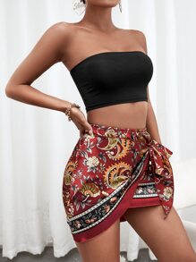 SHEIN SXY Váy nữ Thắt nút Hoa Bộ lạc Boho - Nhiều màu - Xem 4