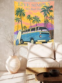 Thảm treo tường in hình ô tô và cây cọ, cờ cho phòng, trang trí phòng, thảm treo tường, trang trí tường, đồ dùng trong phòng, cờ cho phòng, trang trí nhà cửa - Nhiều màu - Xem 5