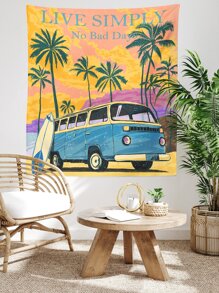 Thảm treo tường in hình ô tô và cây cọ, cờ cho phòng, trang trí phòng, thảm treo tường, trang trí tường, đồ dùng trong phòng, cờ cho phòng, trang trí nhà cửa - Nhiều màu - Xem 6