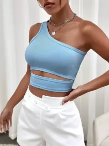 SHEIN Privé Top corto de un hombro con abertura