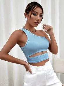 SHEIN Privé Top corto de un hombro con abertura