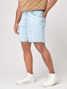 Manfinity Hombres Shorts en mezclilla de pierna recta - Lavado ligero - Ver 4