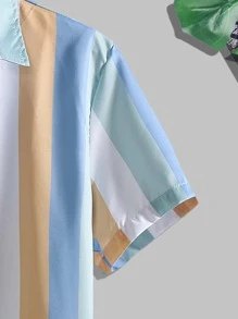 Manfinity Bộ hai mảnh Nam Dây kéo Nút phía trước Sọc Kỳ nghỉ - Nhiều màu - Xem 4