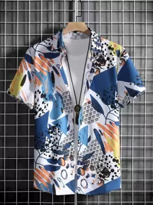 Manfinity Chillmode Men Geo Print Shirt Without Tee - Multicolor - View 1