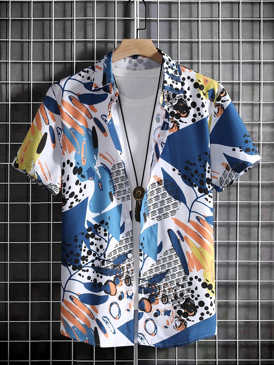 Manfinity Chillmode Men Geo Print Shirt Without Tee - Multicolor - View 1