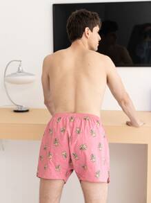 男士金色和老虎印花彈性腰帶 - 粉色 - 查看 2