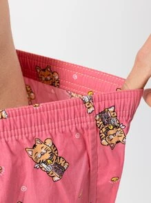 男士金色和老虎印花彈性腰帶 - 粉色 - 查看 7