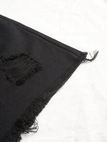 SHEIN EZwear Shorts bajo crudo con ojal desgarro - Negro - Ver 5