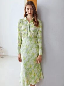 MOTF X MONET INSPIRED Đầm Nút phía trước Cà vạt nhuộm Giải trí - Nhiều màu - Xem 8