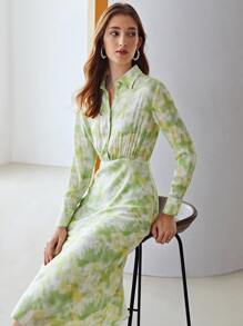 MOTF X MONET INSPIRED Đầm Nút phía trước Cà vạt nhuộm Giải trí - Nhiều màu - Xem 9