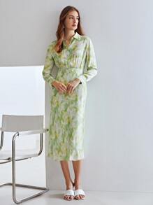 MOTF X MONET INSPIRED Đầm Nút phía trước Cà vạt nhuộm Giải trí - Nhiều màu - Xem 10