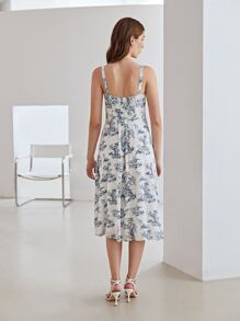 MOTF PREMIUM 100% SILK RUCHED BUST DRESS - Multicolor - View 8