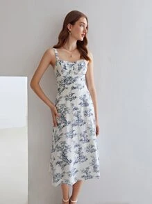 MOTF PREMIUM 100% SILK RUCHED BUST DRESS - Multicolor - View 5