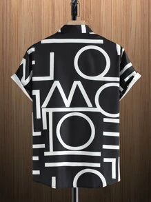 Manfinity EZcore Men Letter Graphic Patched Pocket Shirt Without Tee - Black - View 2