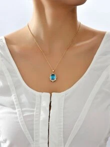 Gemstone Pendant Necklace - Yellow Gold - View 1